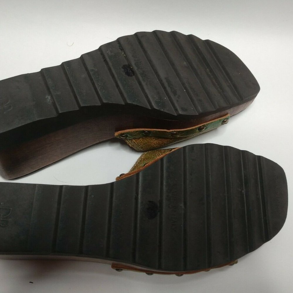 Donald J Pliner Wedge Olive Green Slides Sandals 7 - image 6